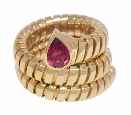 Bvlgari Serpenti Tubogas 18k Yellow Gold 
Ruby Snake Ring