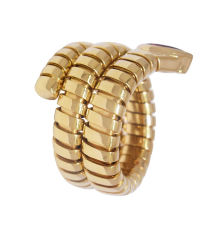 Bvlgari Serpenti Tubogas 18k Yellow Gold & Ruby Snake Ring