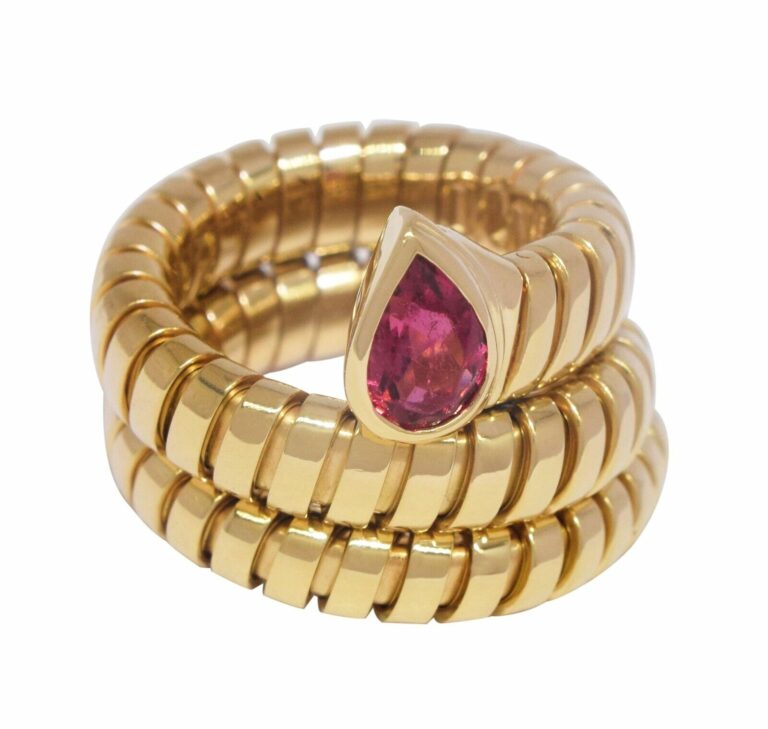 Bvlgari Serpenti Tubogas 18k Yellow Gold 
Ruby Snake Ring