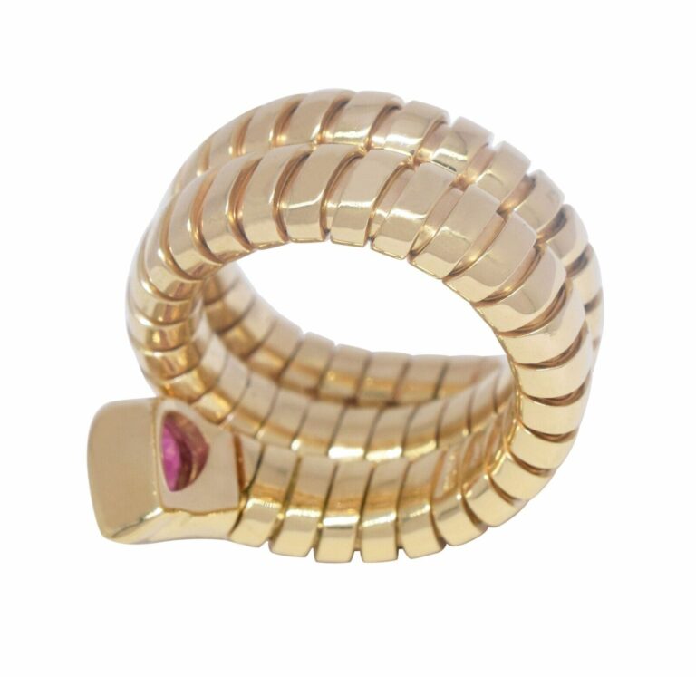 Bvlgari Serpenti Tubogas 18k Yellow Gold 
Ruby Snake Ring