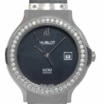 Hublot MDM 18k White Gold 
Diamond Bezel Ladies 28mm Quartz Watch 1392.4.054