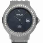 Hublot MDM 18k White Gold 
Diamond Bezel Ladies 28mm Quartz Watch 1392.4.054