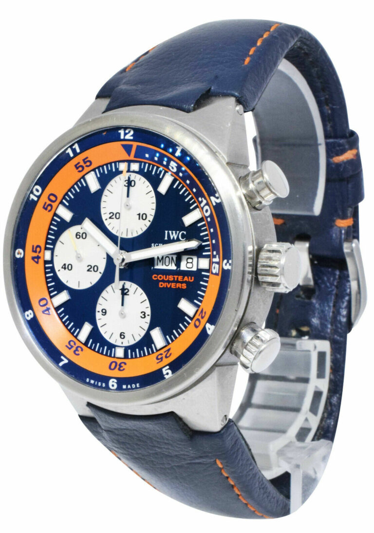 IWC Aquatimer Chronograph Cousteau Divers Steel Blue/Orange 43m Watch IW378101