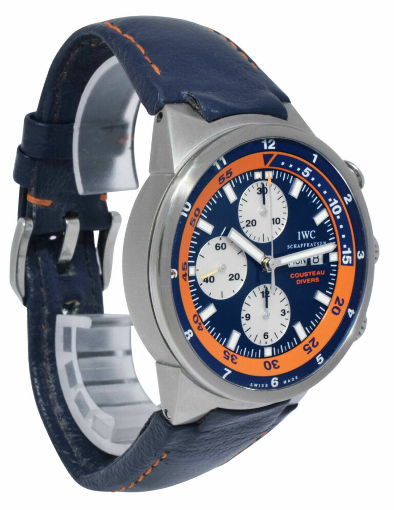 IWC Aquatimer Chronograph Cousteau Divers Steel Blue/Orange 43m Watch IW378101