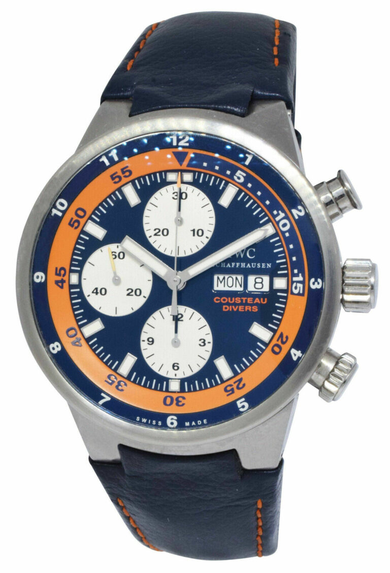 IWC Aquatimer Chronograph Cousteau Divers Steel Blue/Orange 43m Watch IW378101