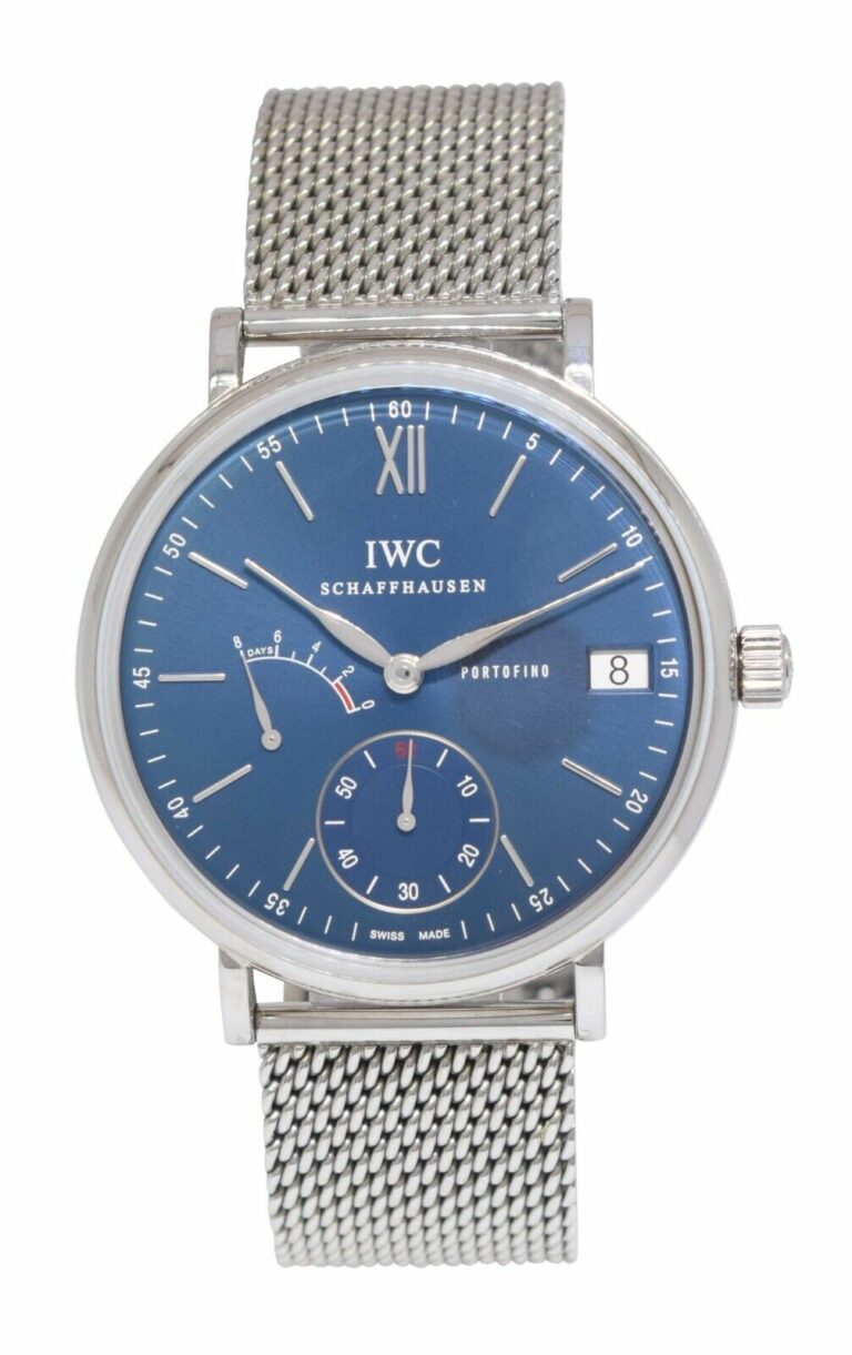 IWC Portofino 5101 Steel Eight Days Blue Dial Mens 45mm Manual Watch IW510116