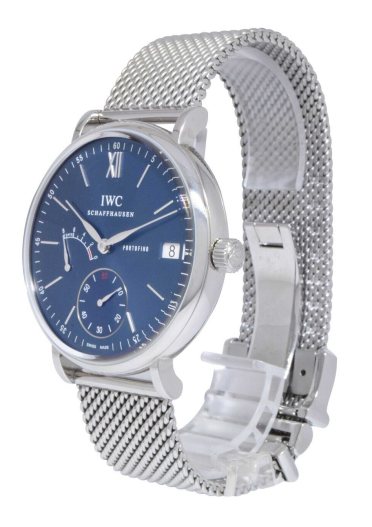 IWC Portofino 5101 Steel Eight Days Blue Dial Mens 45mm Manual Watch IW510116