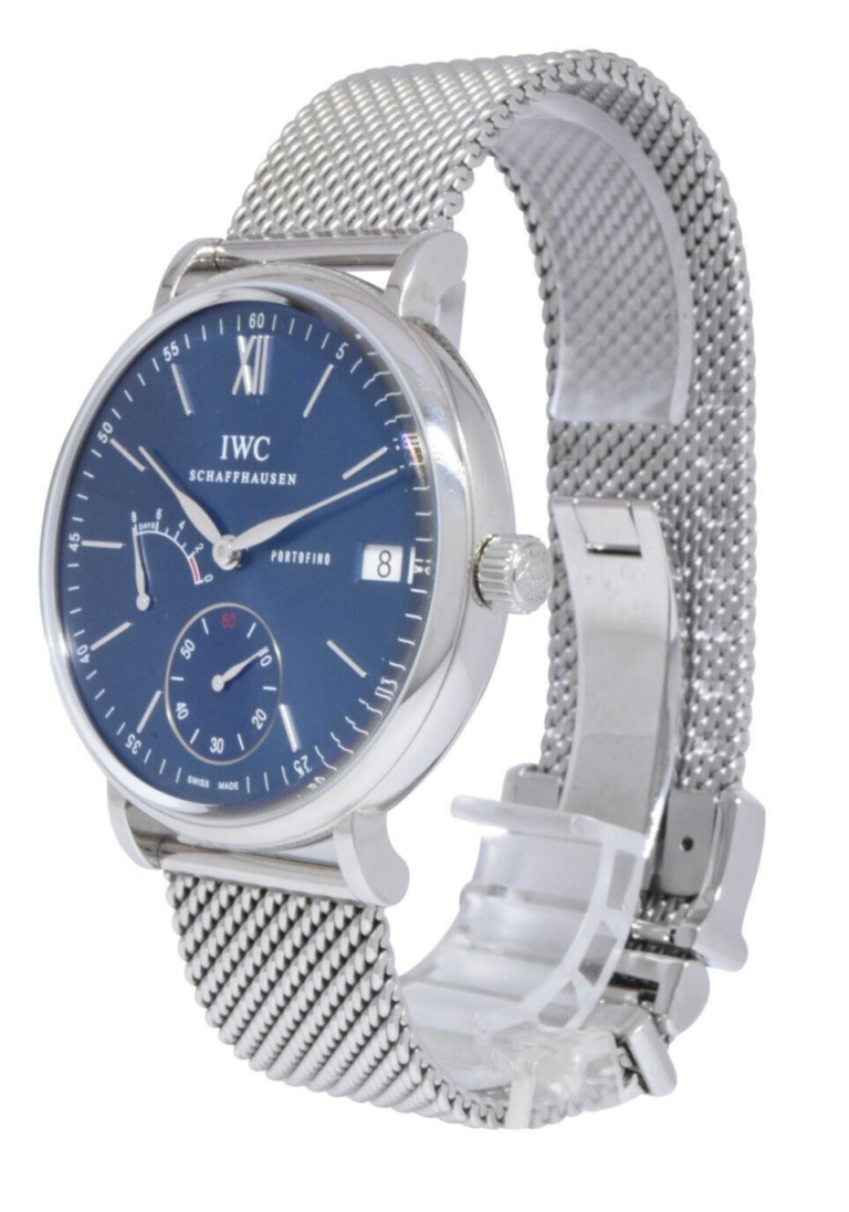 IWC Portofino 5101 Steel Eight Days Blue Dial Mens 45mm Manual Watch IW510116