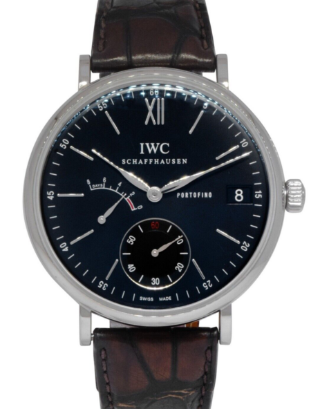 IWC Portofino 8 Days Steel Black Dial Mens 45mm Manual Watch B/P IW510102