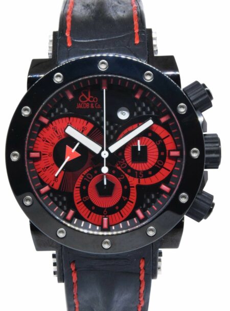 Jacob 
Co. Epic II Chronograph PVD Steel Black/Red Mens 47mm Automatic Watch BP