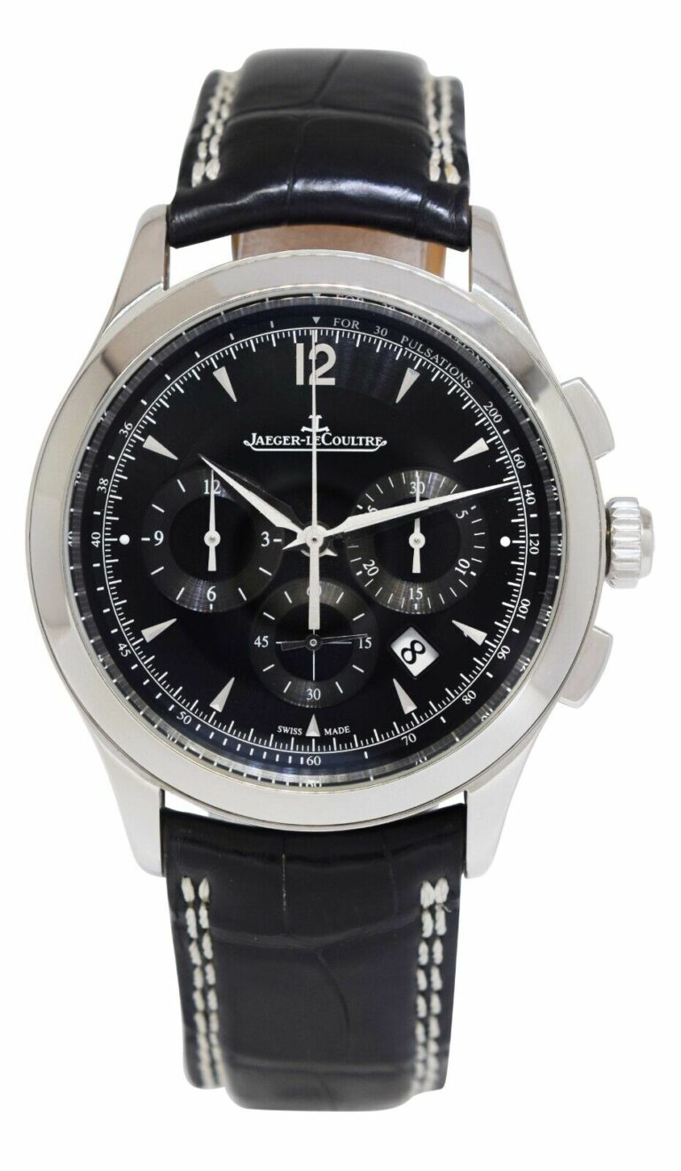 Jaeger Lecoultre Master Control Chronograph Steel Black 40mm Watch 174.8.C1