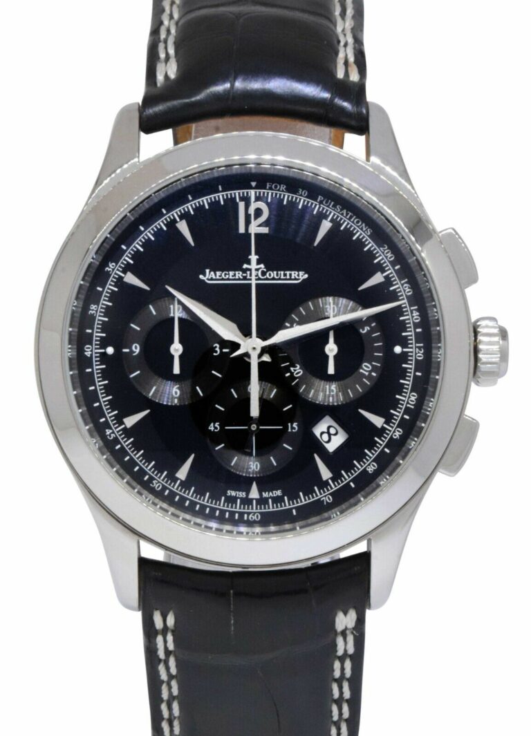 Jaeger Lecoultre Master Control Chronograph Steel Black 40mm Watch 174.8.C1