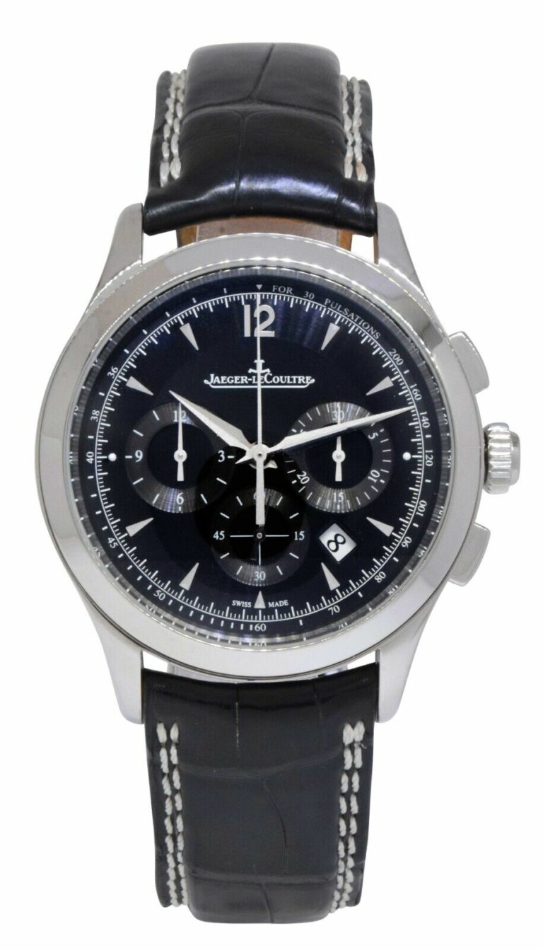 Jaeger Lecoultre Master Control Chronograph Steel Black 40mm Watch 174.8.C1