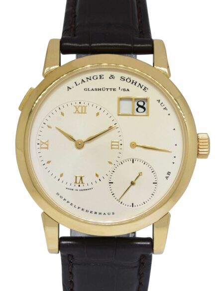 A. Lange 
Sohne Lange 1 Yellow Gold Silver Ivory Dial 38.5mm Watch 101.021