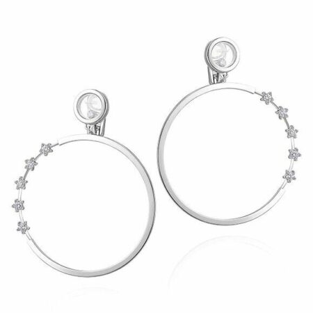 Chopard Happy Diamonds 18k White Gold 5 Diamond Star Hoop Earrings 847625-1001