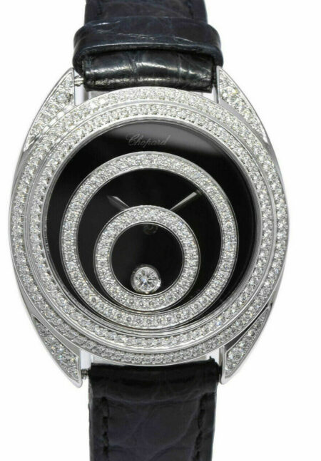 Chopard Happy Spirit 18K WG Black Dial w/ Diamond Ladies 32mm Watch 20/7061-20