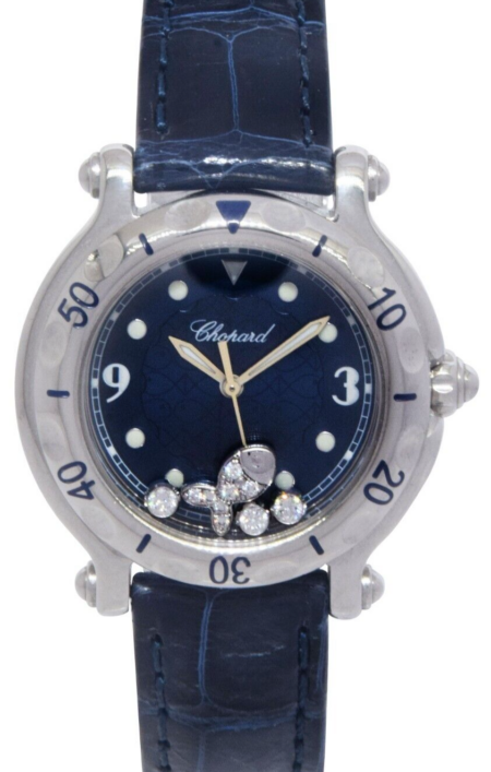 Chopard Happy Sport Fish Steel Blue Dial Ladies 32mm Quartz Watch 27/8921