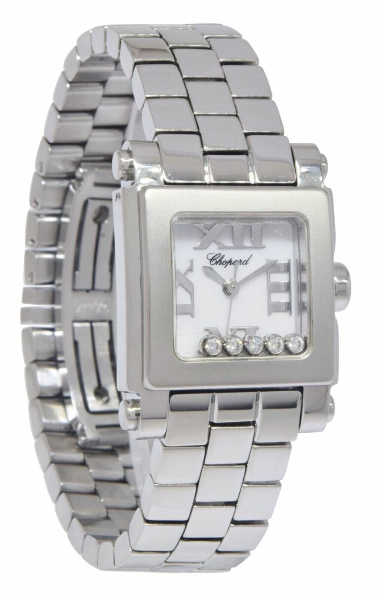 Chopard Happy Sport Square Steel 5 Floating Diamonds Ladies 24mm Watch 27/8516