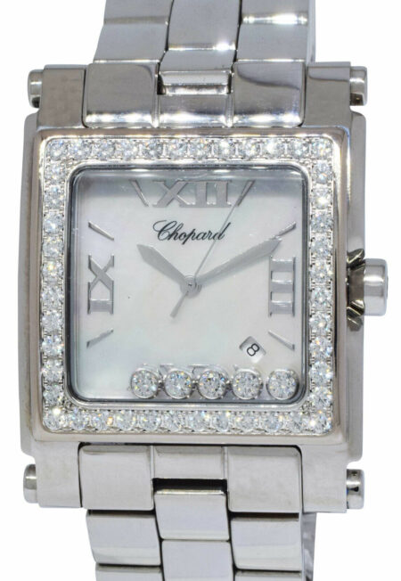 Chopard Happy Sport Square XL Stainless Steel MOP Diamond Watch 28-8448/20