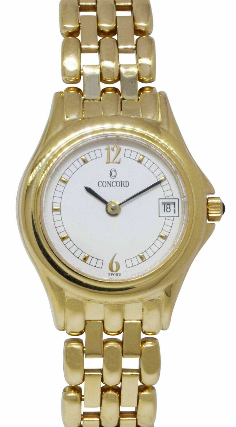 Concord 14k Yellow Gold White Dial Ladies 23mm Quartz Watch