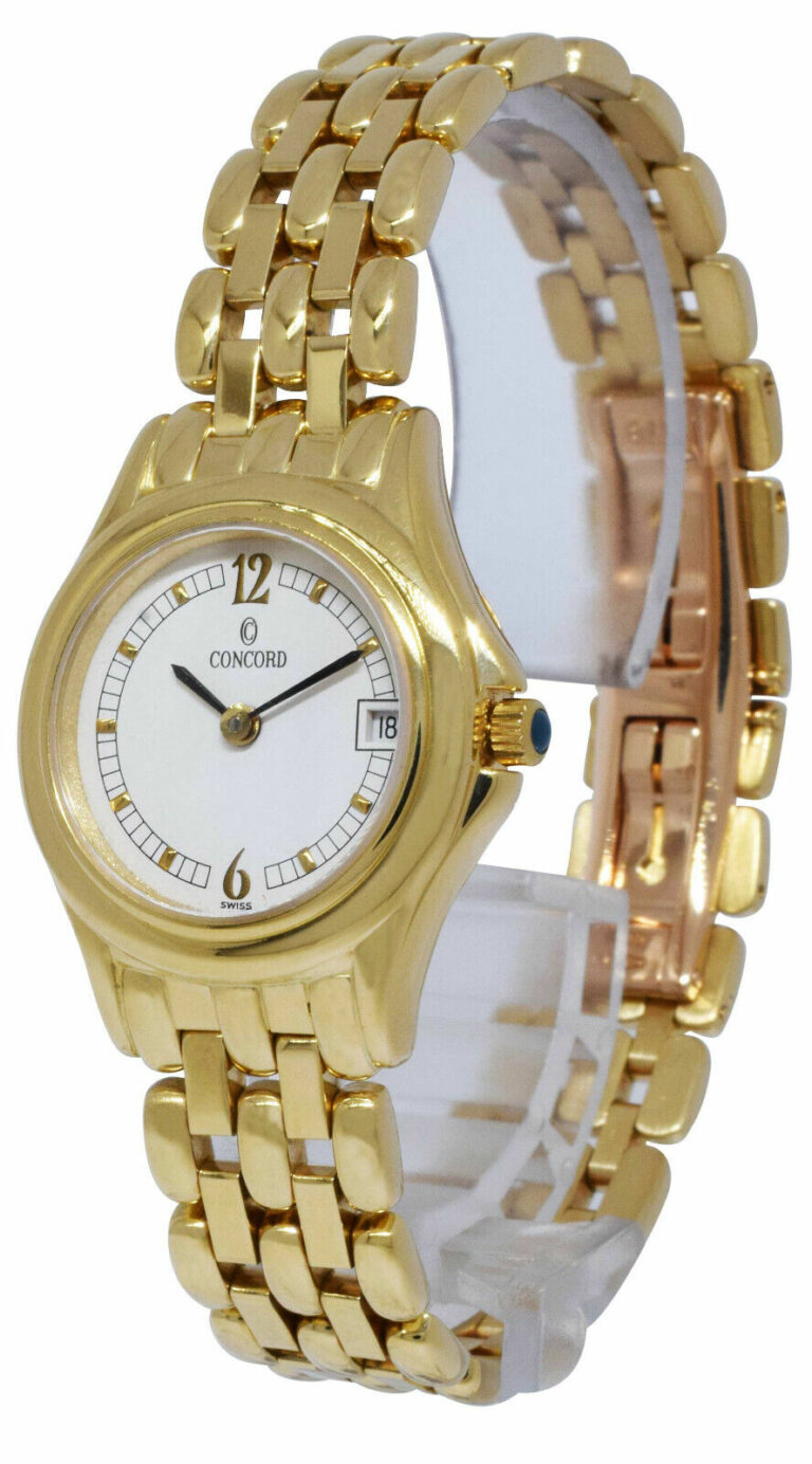 Concord 14k Yellow Gold White Dial Ladies 23mm Quartz Watch