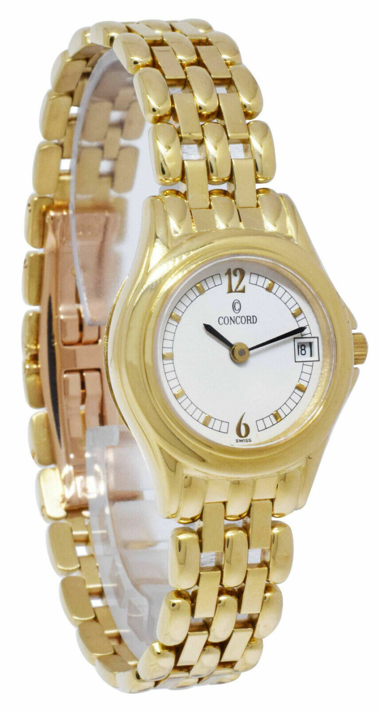 Concord 14k Yellow Gold White Dial Ladies 23mm Quartz Watch