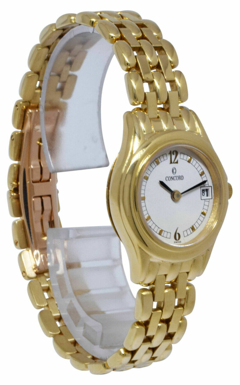 Concord 14k Yellow Gold White Dial Ladies 23mm Quartz Watch