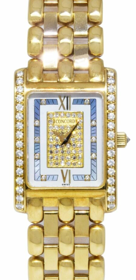 Concord Veneto 18k YG White MOP Diamond Dial Ladies 19 Quartz Watch BP 51-25-665