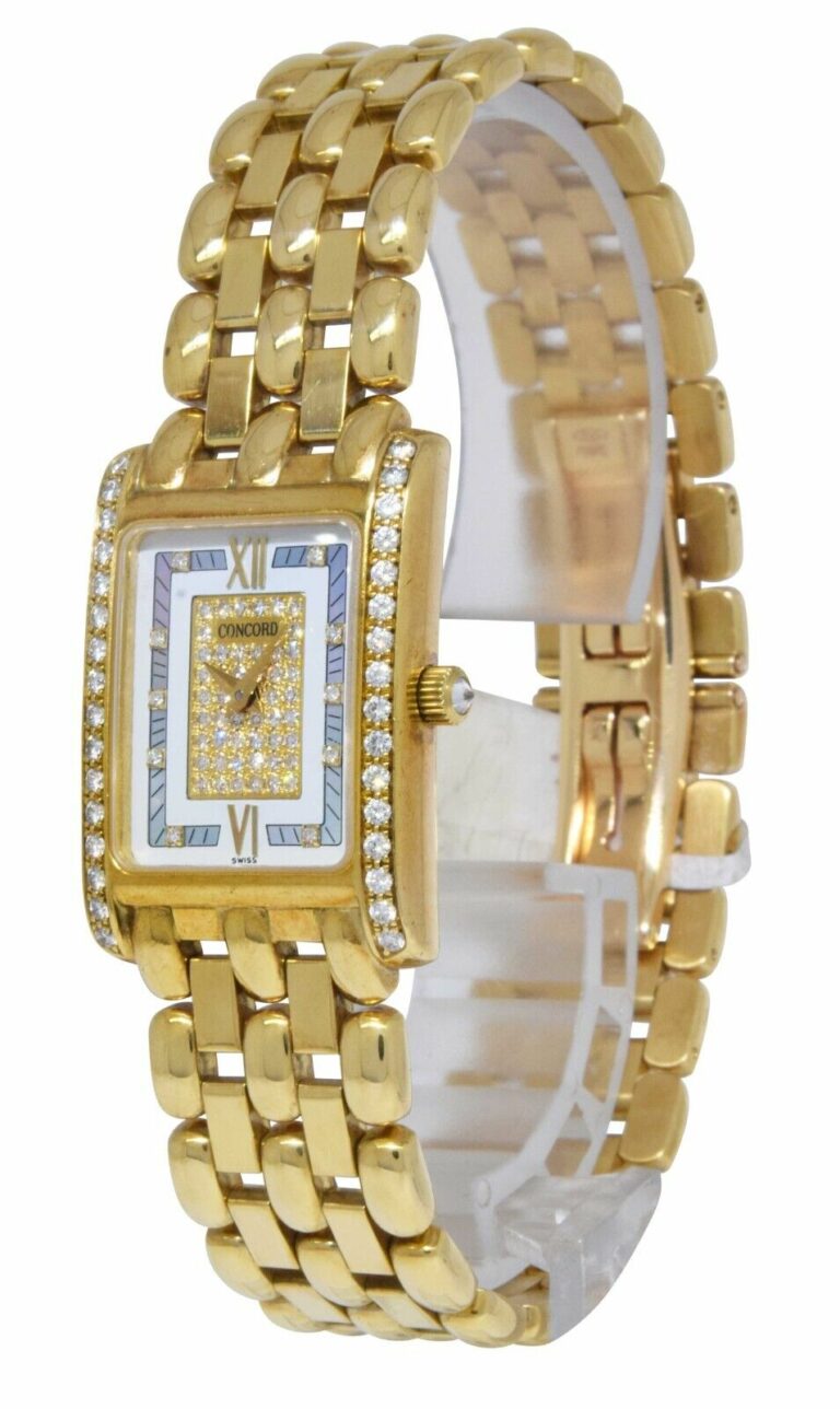 Concord Veneto 18k YG White MOP Diamond Dial Ladies 19 Quartz Watch BP 51-25-665