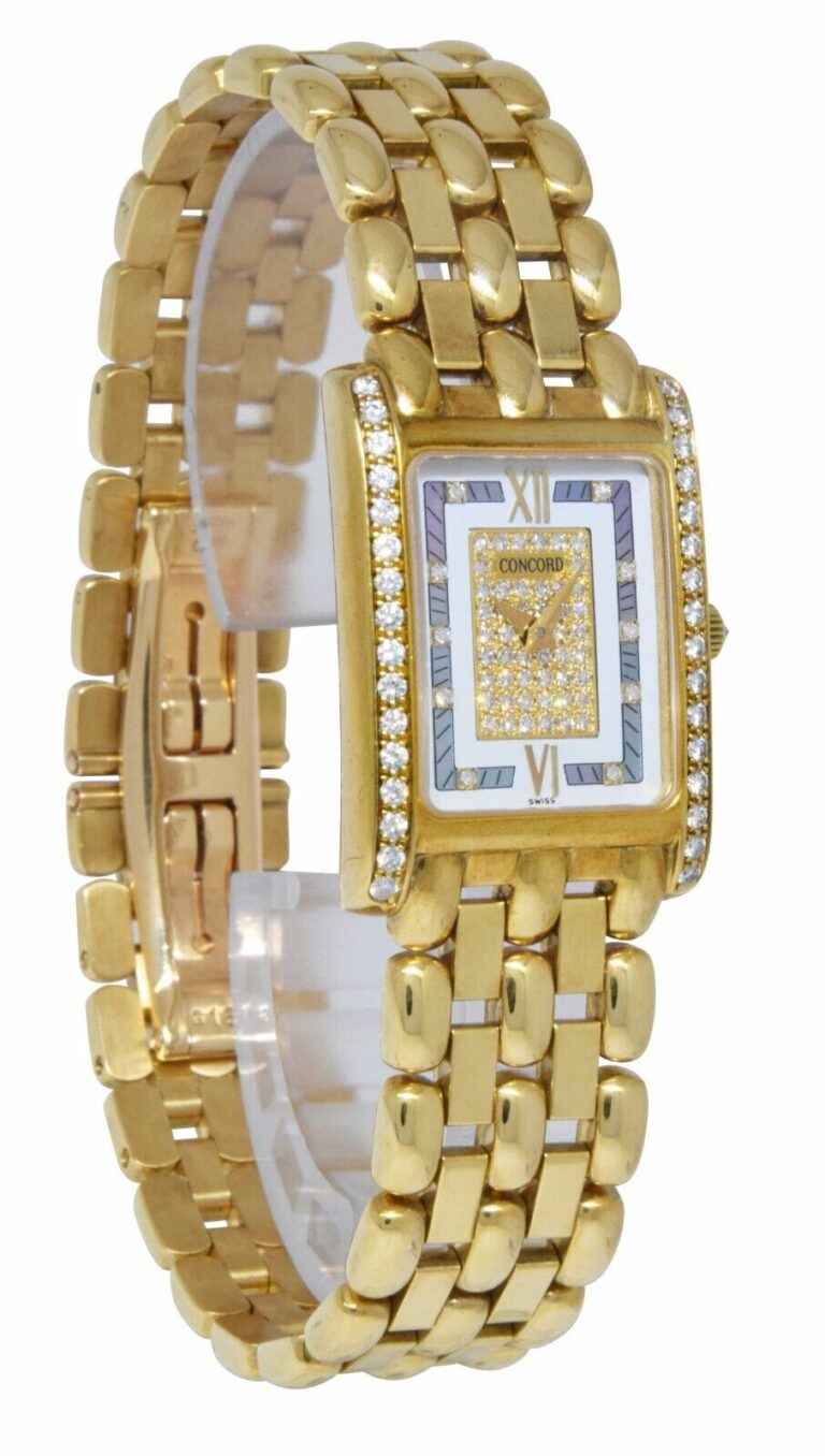 Concord Veneto 18k YG White MOP Diamond Dial Ladies 19 Quartz Watch BP 51-25-665