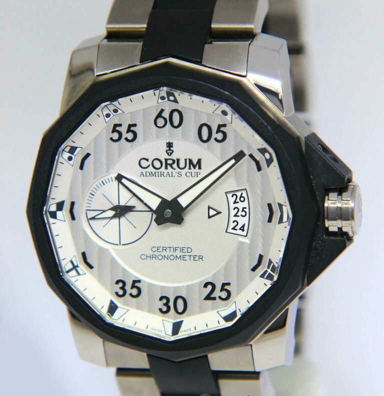 Corum Admiral's Cup Competition Titianium/Steel Silver Dial 48mm Watch 01.0085