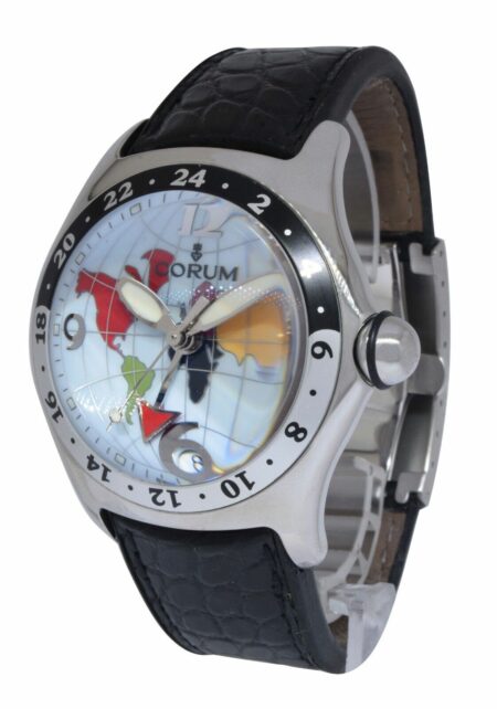 Corum Bubble GMT Stainless Steel World Mens 45mm Automatic Watch B/P 383.250.20