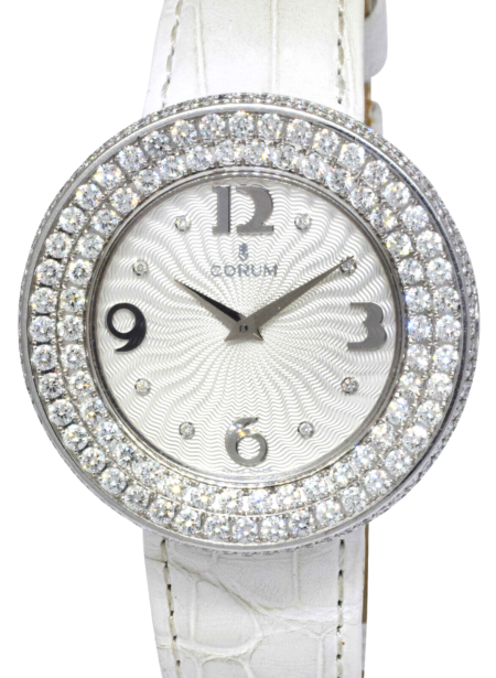 Corum Full Moon Galore 18k White Gold Diamond Ladies 40mm Quartz Watch B/P