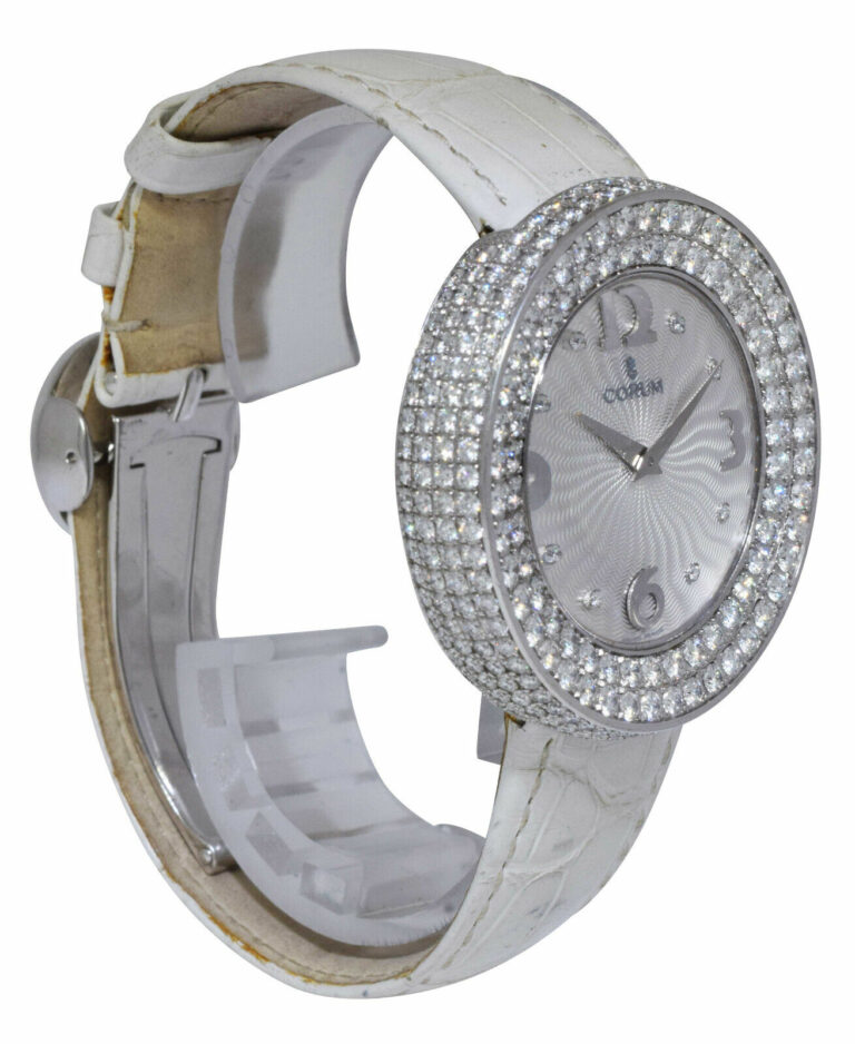 Corum Full Moon Galore 18k White Gold Diamond Ladies 40mm Quartz Watch B/P