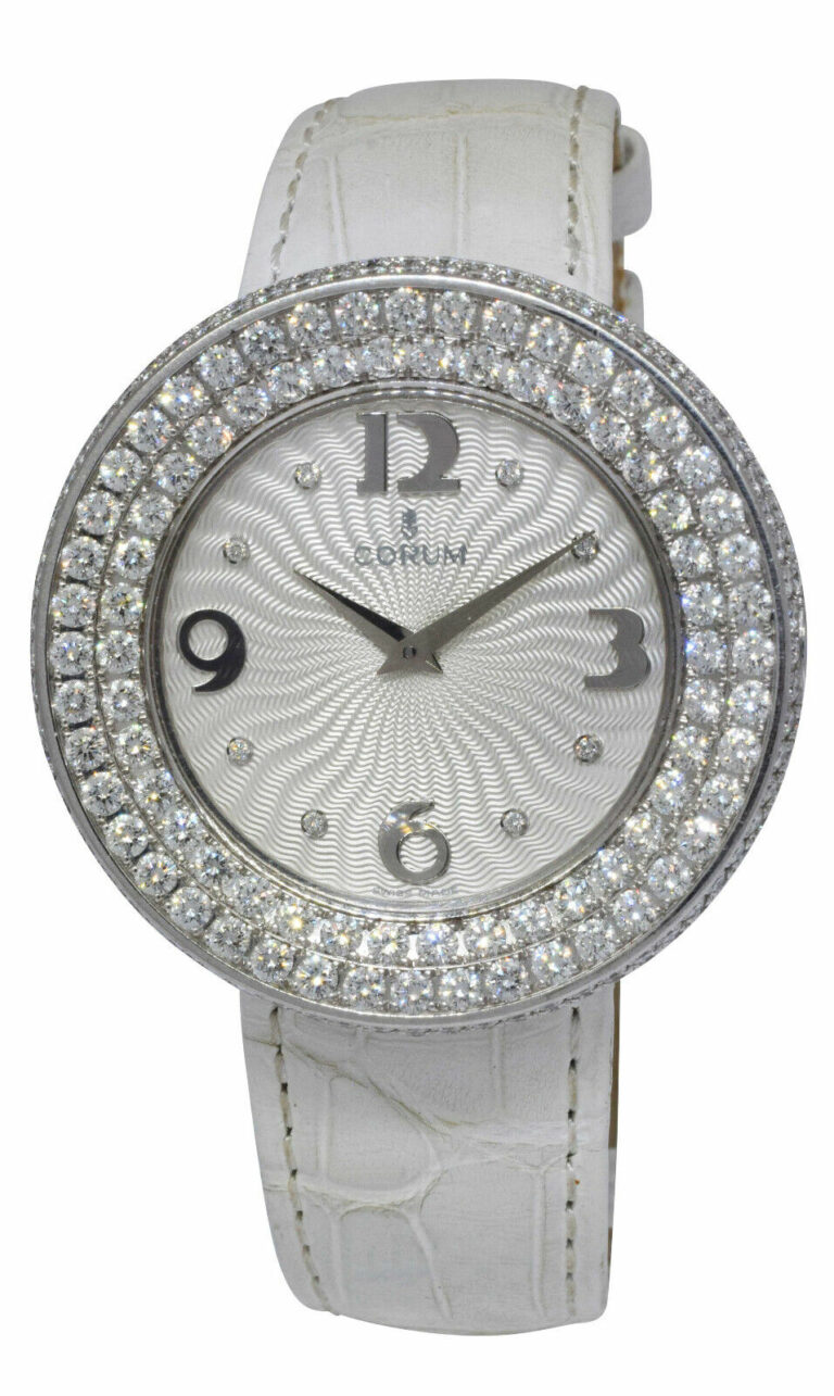 Corum Full Moon Galore 18k White Gold Diamond Ladies 40mm Quartz Watch B/P