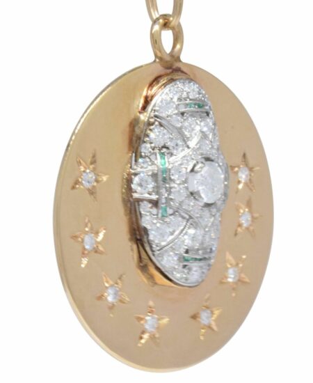 Custom Diamond/Emerald Yellow Gold/Platinum Pendant