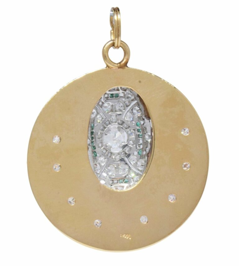 Custom Diamond/Emerald Yellow Gold/Platinum Pendant