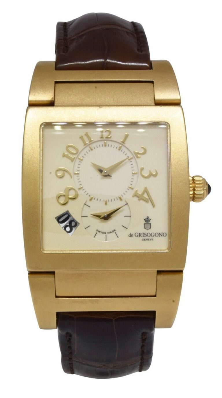 De Grisogono Instrumento Uno 18k Yellow Gold Dual Time Date Mens Watch +Papers