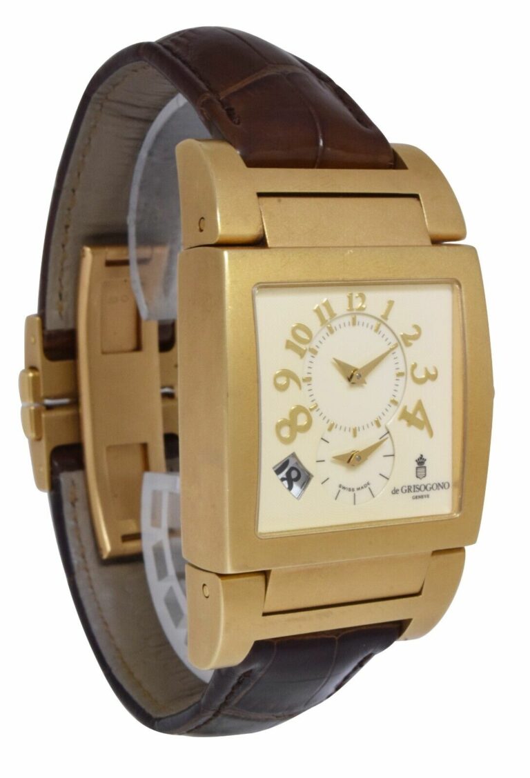 De Grisogono Instrumento Uno 18k Yellow Gold Dual Time Date Mens Watch +Papers