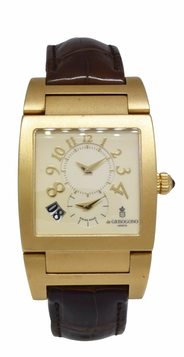 De Grisogono Instrumento Uno 18k Yellow Gold Dual Time Date Mens Watch +Papers