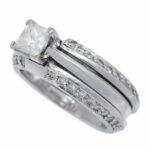 Diamond Ring 18K White Gold .70 CT Princess + Papers 6