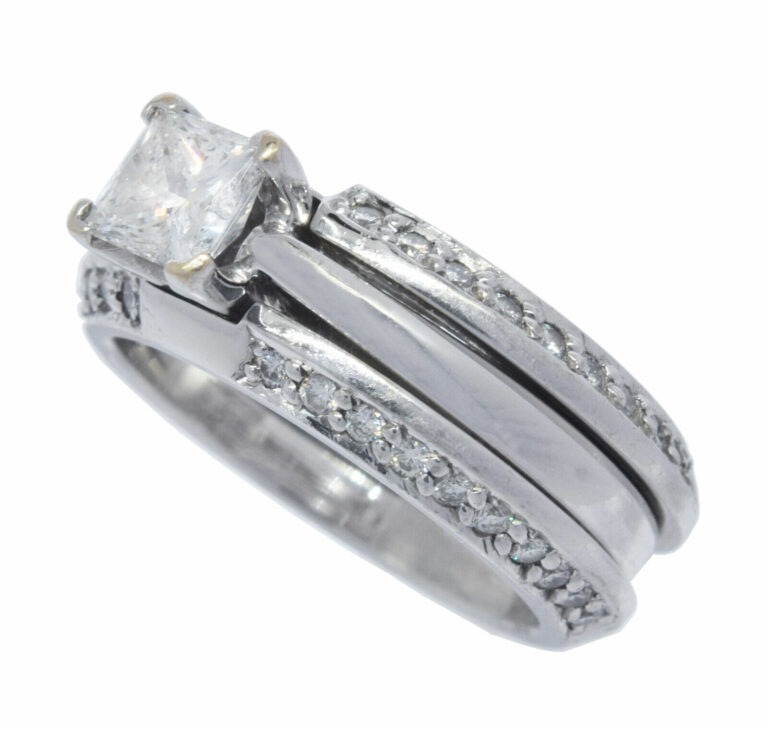 Diamond Ring 18K White Gold .70 CT Princess + Papers 6