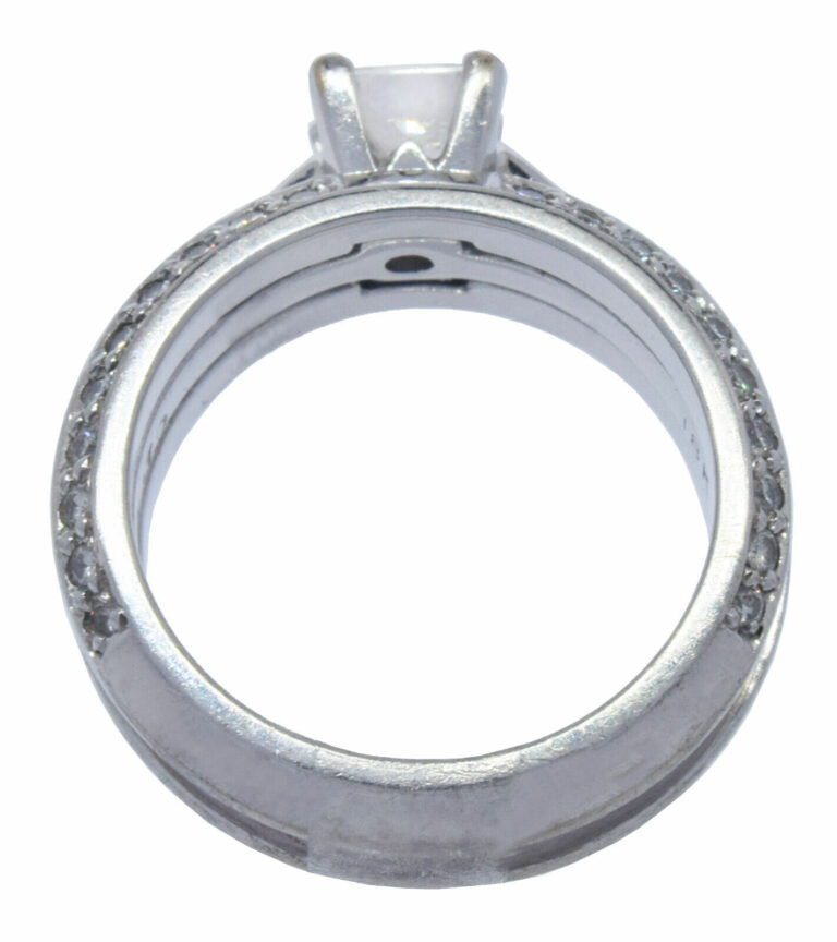 Diamond Ring 18K White Gold .70 CT Princess + Papers 6