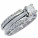 Diamond Ring 18K White Gold .70 CT Princess + Papers 6