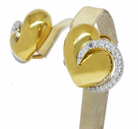 Diana Vincent 18k Yellow Gold / Platinum Diamond Heart Earrings 1.50 ct