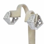 Earrings 18k White Gold Pave Diamond Huggie Earrings