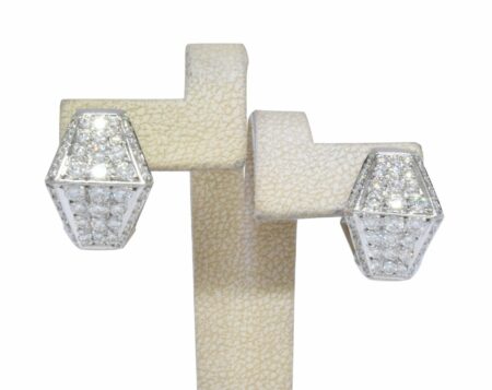 Earrings 18k White Gold Pave Diamond Huggie Earrings