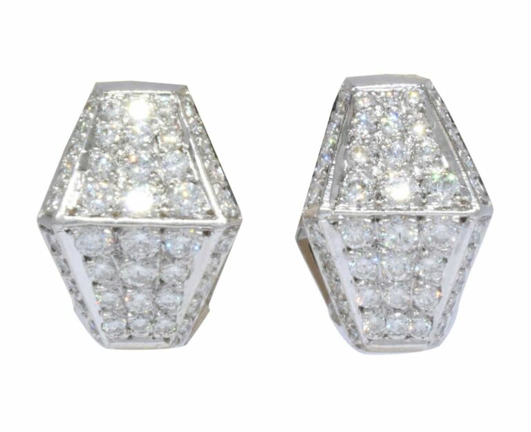 Earrings 18k White Gold Pave Diamond Huggie Earrings