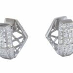 Earrings 18k White Gold Pave Diamond Huggie Earrings