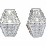 Earrings 18k White Gold Pave Diamond Huggie Earrings